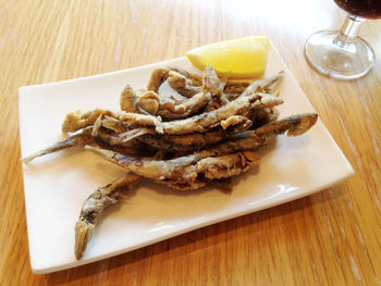 High angle view of meal served in plate