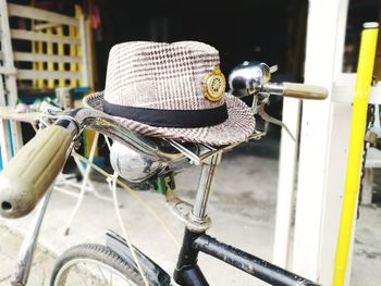 Close-up of bicycle in basket