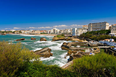 A view of biarritz city in the south of france during a wonderful sunny day