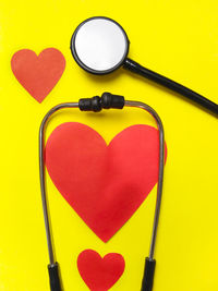 High angle view of heart shape on table
