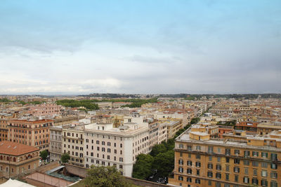 Rome and vatican city skyline from window of the vatican museum in cloudy day