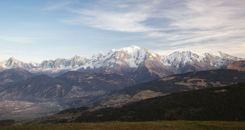 View of mont blanc summit from cordon, haute-savoie, france