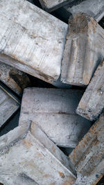 High angle view of stack of firewood