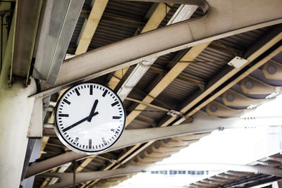 Low angle view of clock on railroad station