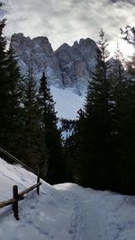 Scenic view of snow covered mountains