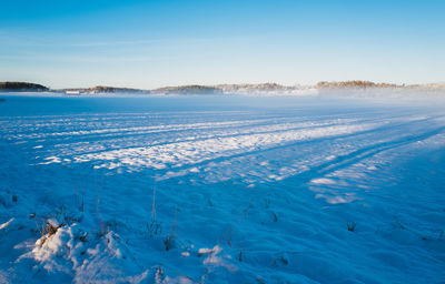 Scenic view of sea against clear sky