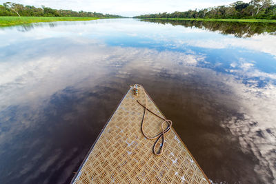 Cropped image of boat on river