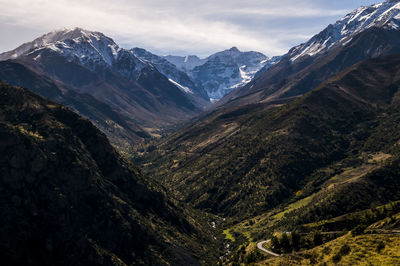 Scenic view of mountains against sky