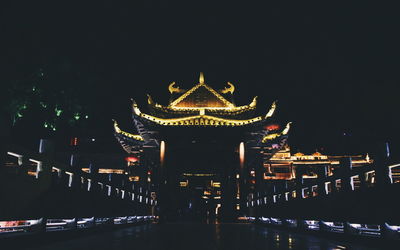 Illuminated building at night