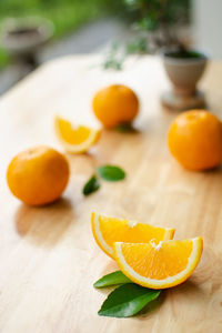 Close-up of orange fruits on table