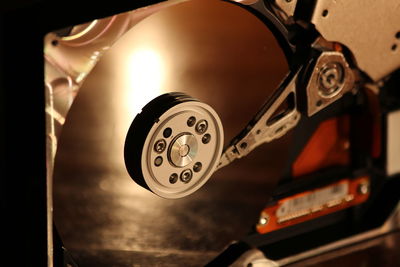 Close-up of hard drive