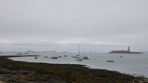 Sailboats on sea against sky