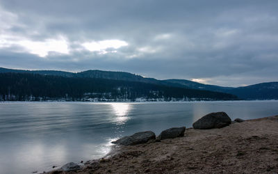 Scenic view of lake against sky