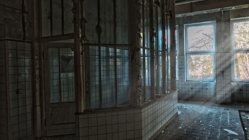 Sunlight through window in abandoned room