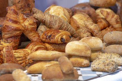 Display of freshly baked and delicious looking breads and pastries