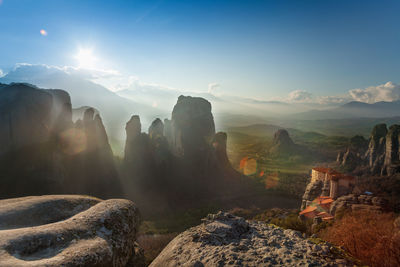 Panoramic view of rocky mountains against sky