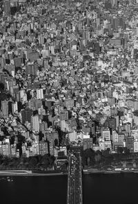 High angle view of buildings in city