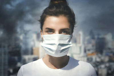 Close-up of woman wearing mask