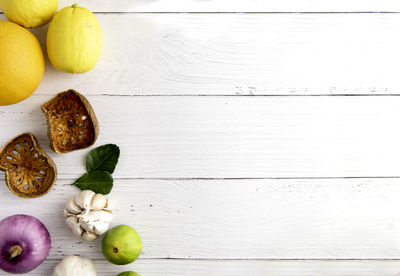 Directly above shot of fruits on table