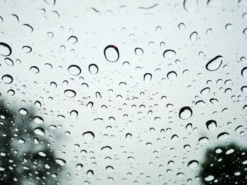 Full frame shot of raindrops on glass window.