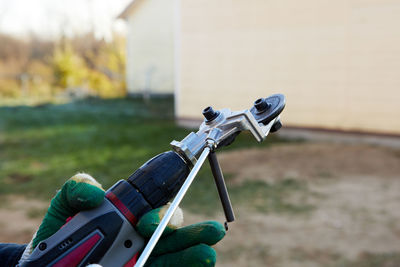 Close-up of drone flying