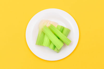 High angle view of vegetables in plate