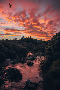 Scenic view of dramatic sky during sunset