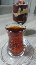 Close-up of drink in glass on table