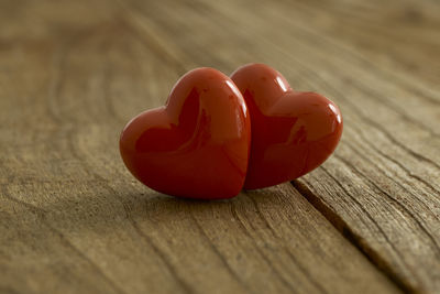 Close-up of heart shape on table