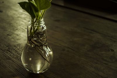 Close-up of glass jar on table