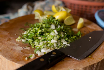 Close-up of food on cutting board