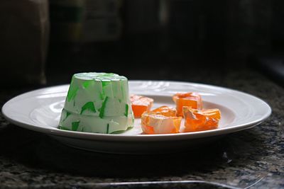 Close-up of jello mould on plate