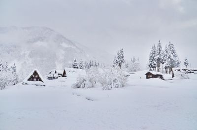 Scenic view of snow covered mountains