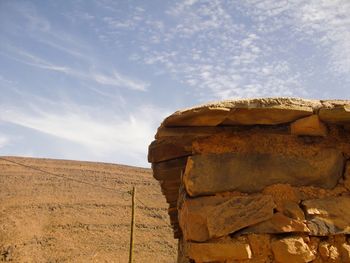 Rock formations in desert against sky