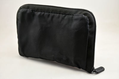 High angle view of black coffee on white background