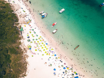 High angle view of people on beach