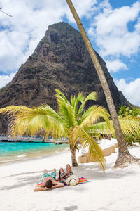 Scenic view of beach against sky