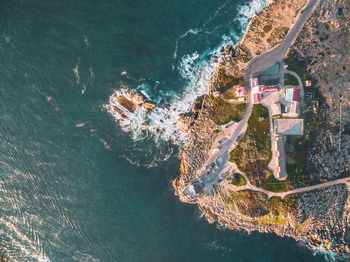 High angle view of sea waves