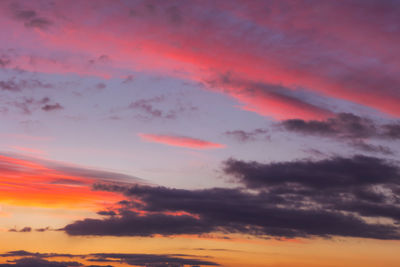 Low angle view of dramatic sky during sunset