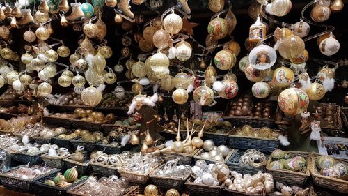 Full frame shot of stall with christmas ornaments