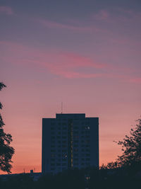 Silhouette buildings against sky during sunset