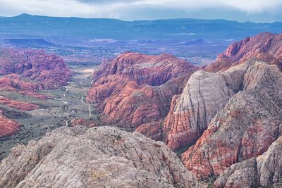 Aerial view of dramatic landscape