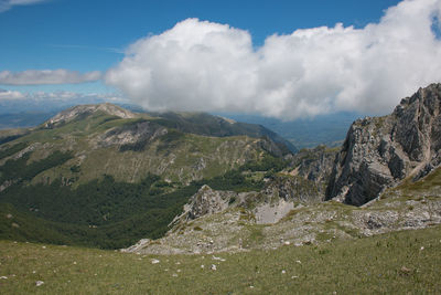 Blue sky and clouds over italian mountains