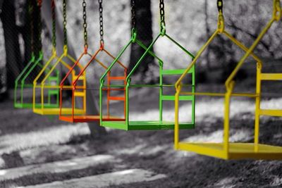 Colorful swings at park