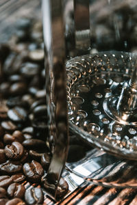 High angle view of coffee beans on table