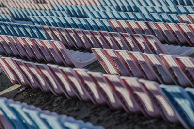 Full frame shot of empty seats in stadium