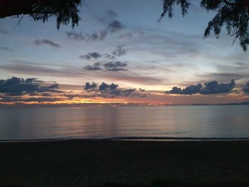 Scenic view of sea against sky at sunset