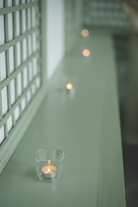 Tea light candles on table