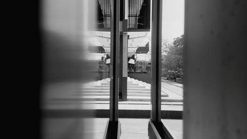 Train seen through window