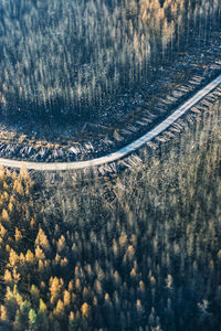 High angle view of railroad tracks during winter